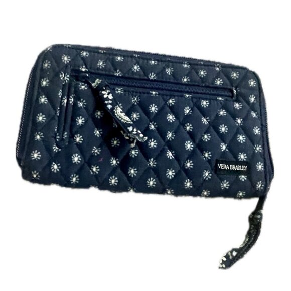 Vera Bradley blue floral Boho wallet long navy blue Excellet condition - Picture 1 of 13